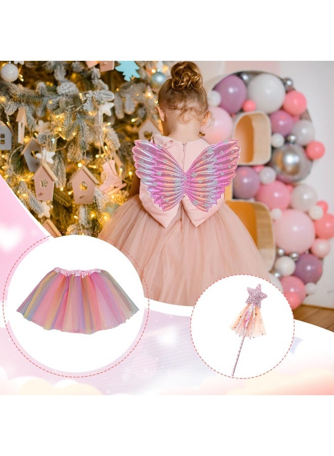 Fairy Wings Costume Kids, Princess Fairy Costume Butterfly Wings Set for Girls Tutu Wand - Image 5